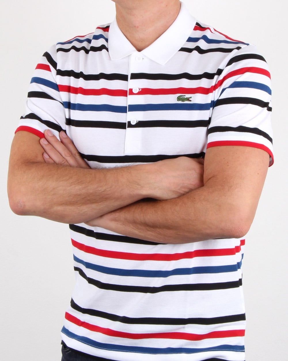 Lacoste Multi Stripe Polo Shirt White/black/red