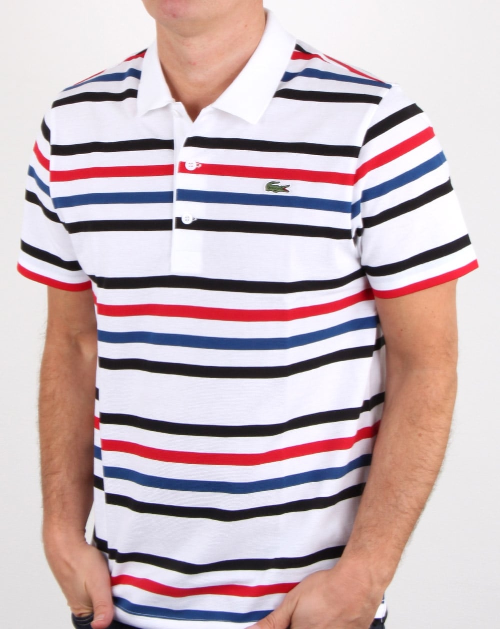 Lacoste Multi Stripe Polo Shirt White/black/red