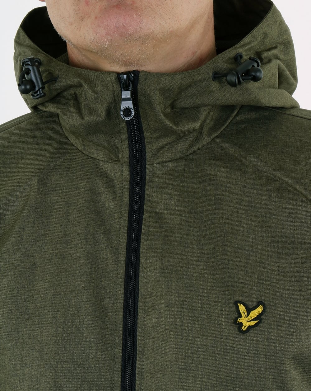 Lyle And Scott Zip Through Hooded Jacket Olive Marl