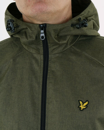 Lyle And Scott Zip Through Hooded Jacket Olive Marl