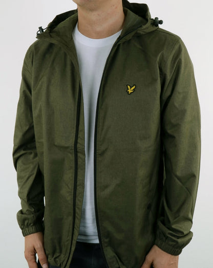 Lyle And Scott Zip Through Hooded Jacket Olive Marl