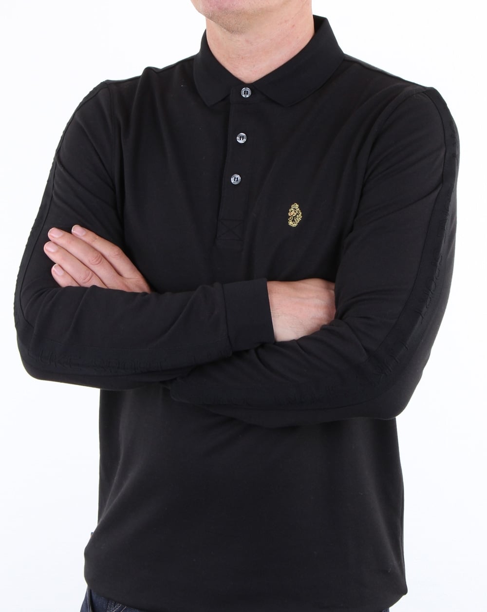 Luke Pinsent Long Sleeve Polo Shirt Black