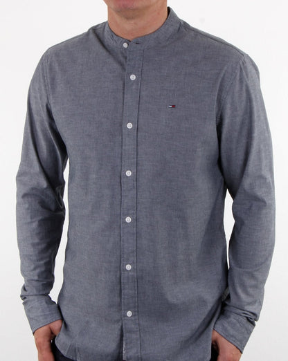 Tommy Hilfiger Grandad Collar Shirt Dark Indigo