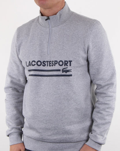 Lacoste Logo Half Zip Sweat Silver Chine/navy