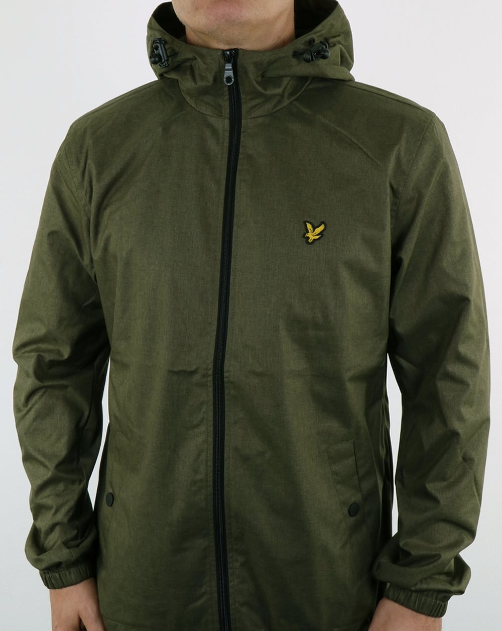 Lyle And Scott Zip Through Hooded Jacket Olive Marl