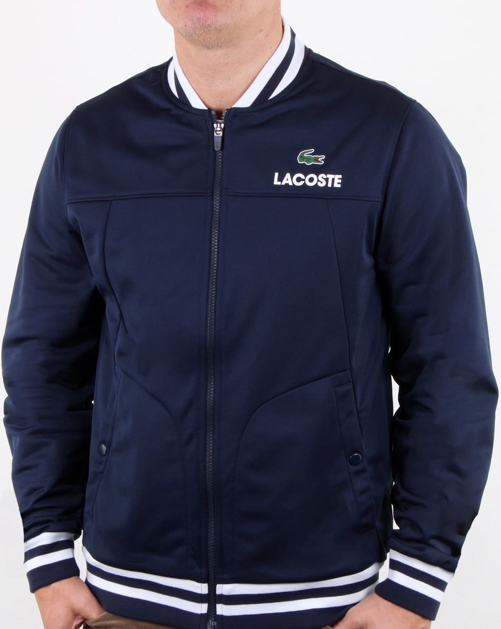 Lacoste Bomber Poly Track Top Navy/white