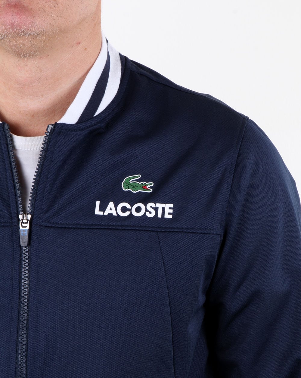 Lacoste Bomber Poly Track Top Navy/white