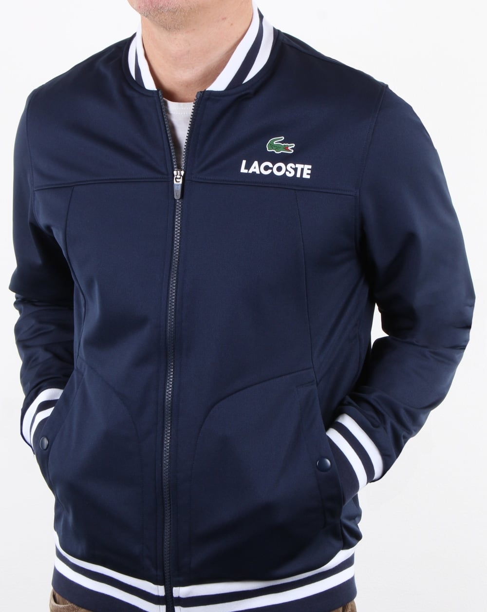 Lacoste Bomber Poly Track Top Navy/white