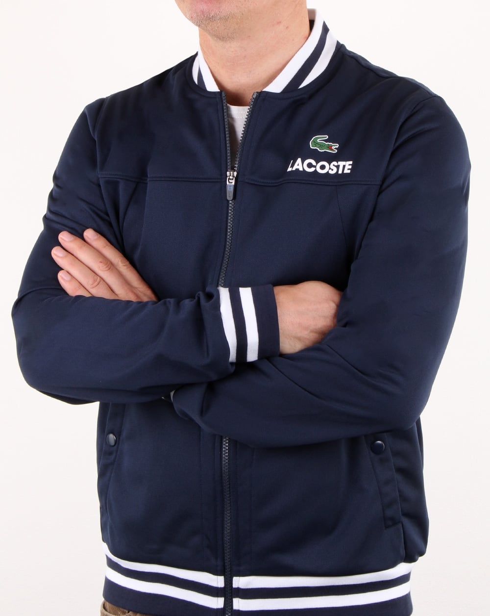 Lacoste Bomber Poly Track Top Navy/white