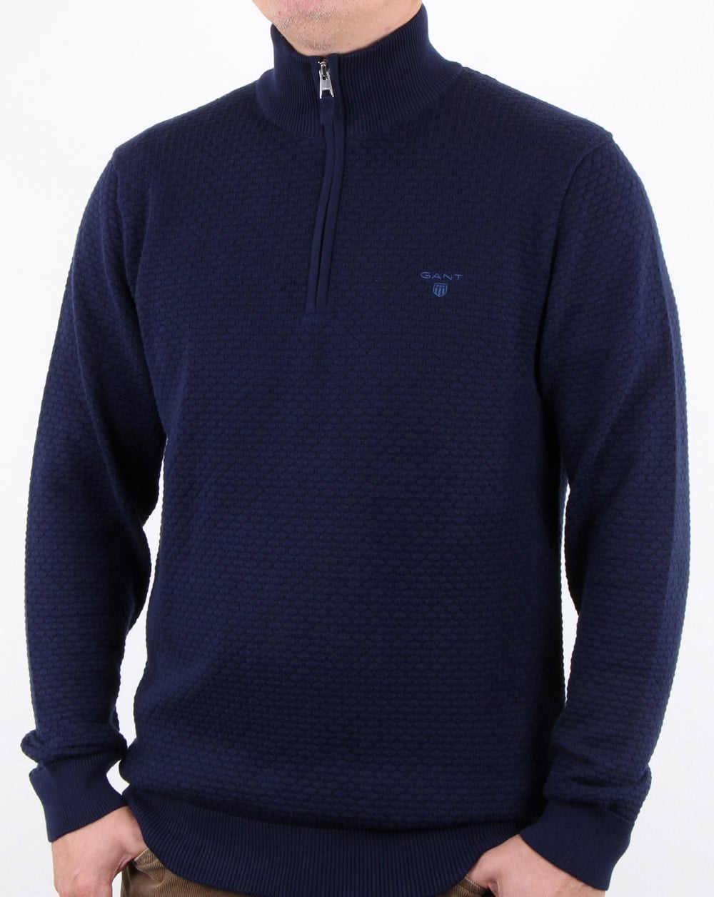 Gant Dot Texture Half Zip Classic Blue