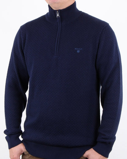 Gant Dot Texture Half Zip Classic Blue
