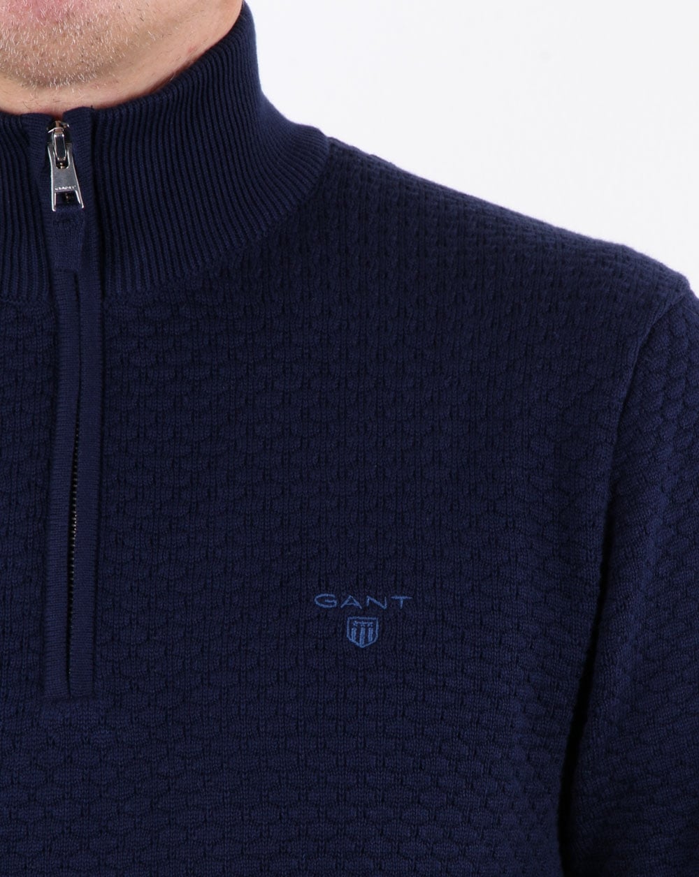 Gant Dot Texture Half Zip Classic Blue