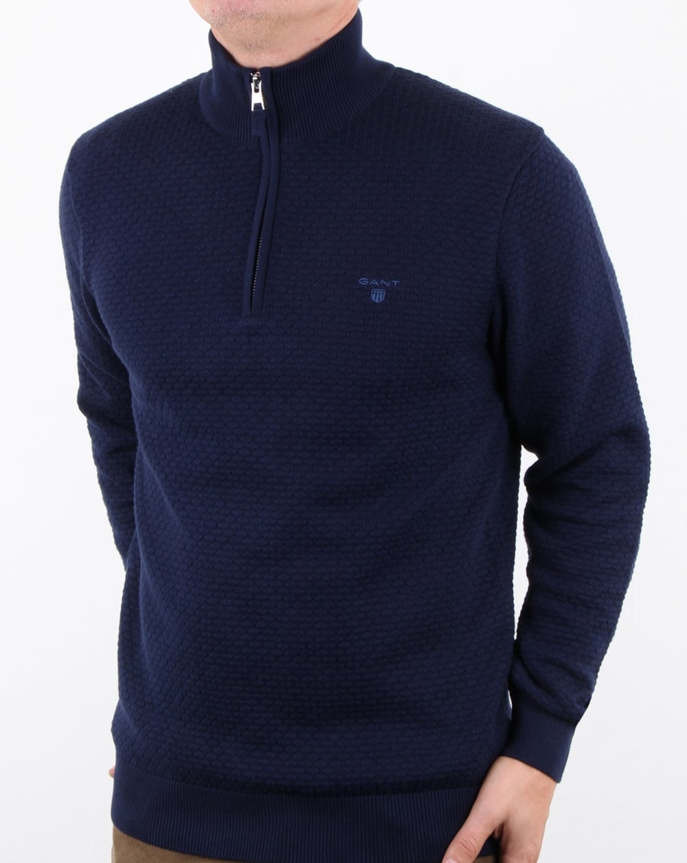 Gant Dot Texture Half Zip Classic Blue