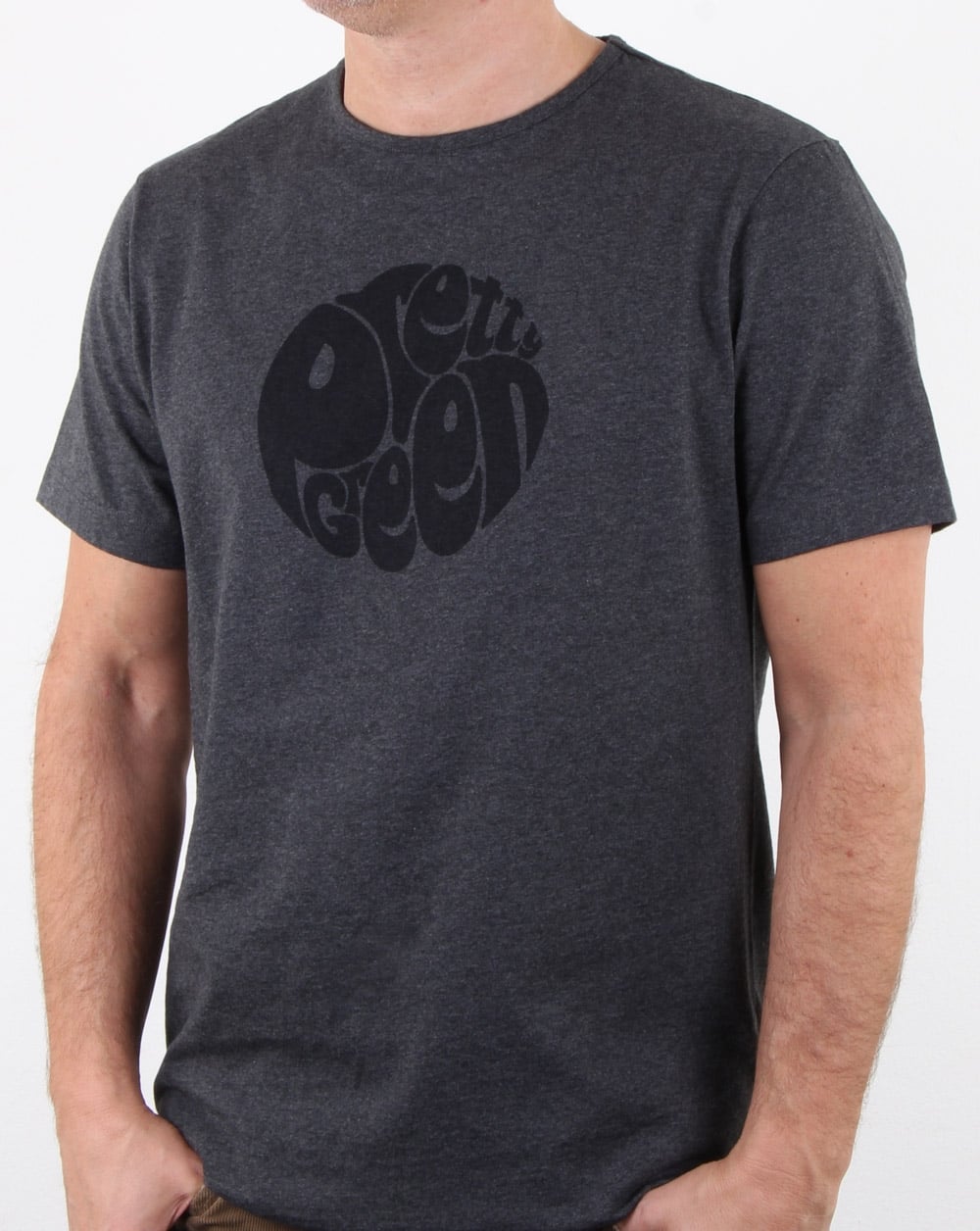Pretty Green Gillespie Logo T Shirt Dark Grey Marl