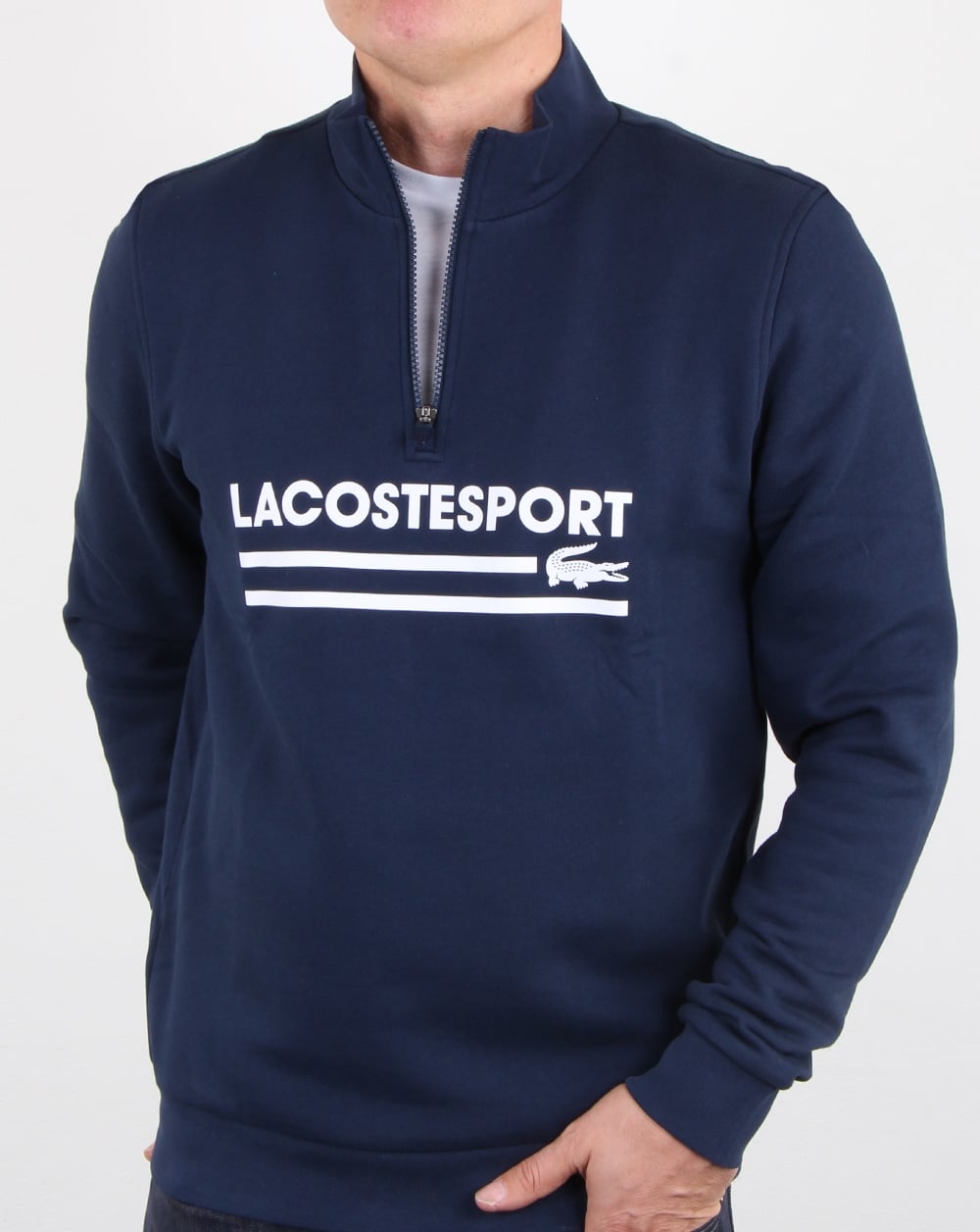 Lacoste Logo Half Zip Sweat Navy/white