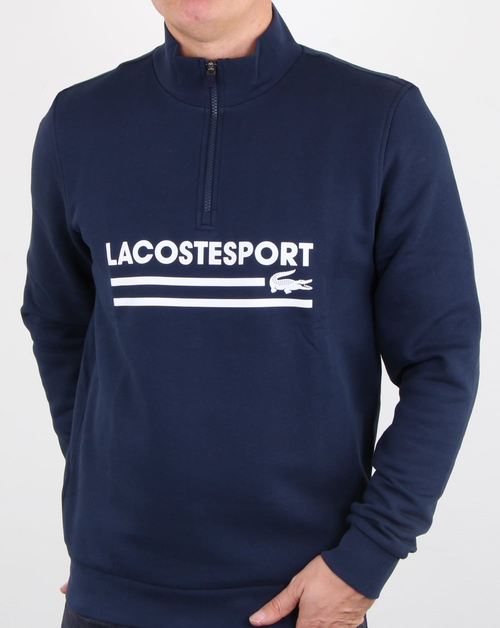 Lacoste Logo Half Zip Sweat Navy/white