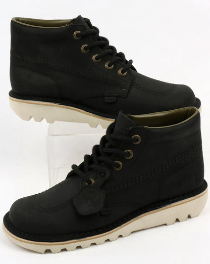 Kickers Kick Hi Leather Boots Black/Cream