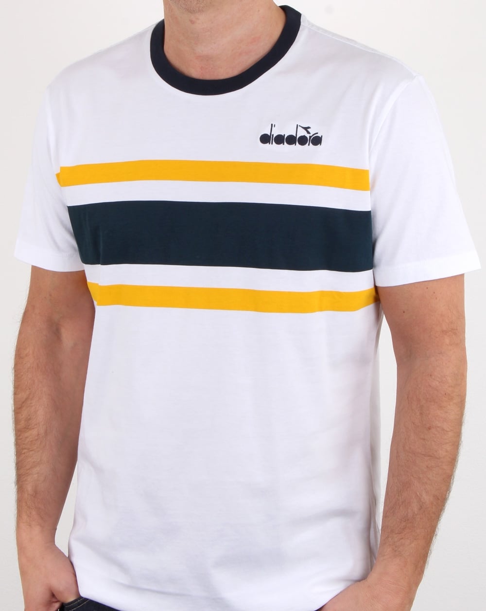 Diadora Bold Stripe T Shirt White/blue