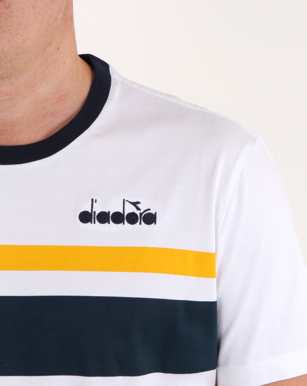 Diadora Bold Stripe T Shirt White/blue