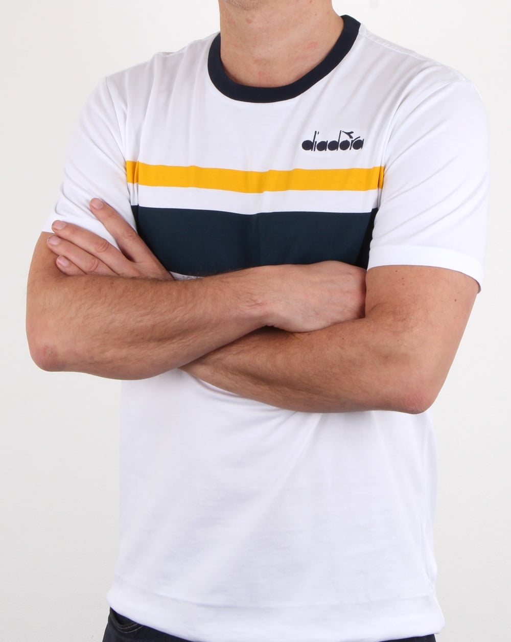 Diadora Bold Stripe T Shirt White/blue