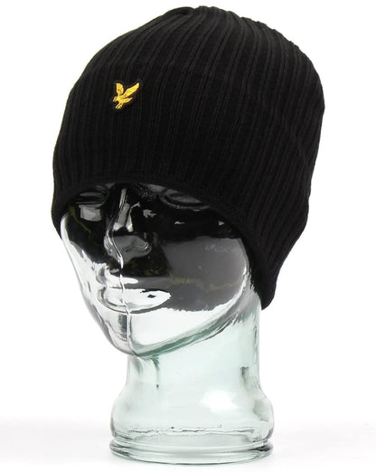 Lyle And Scott Knitted Rib Beanie True Black