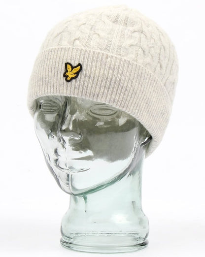 Lyle And Scott Cable Beanie Off White Marl