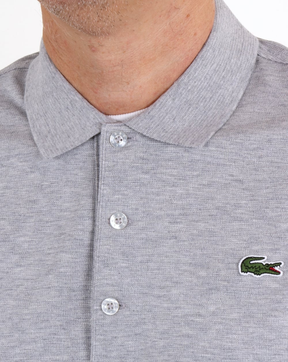 Lacoste Long Sleeve Polo Shirt Silver Chine
