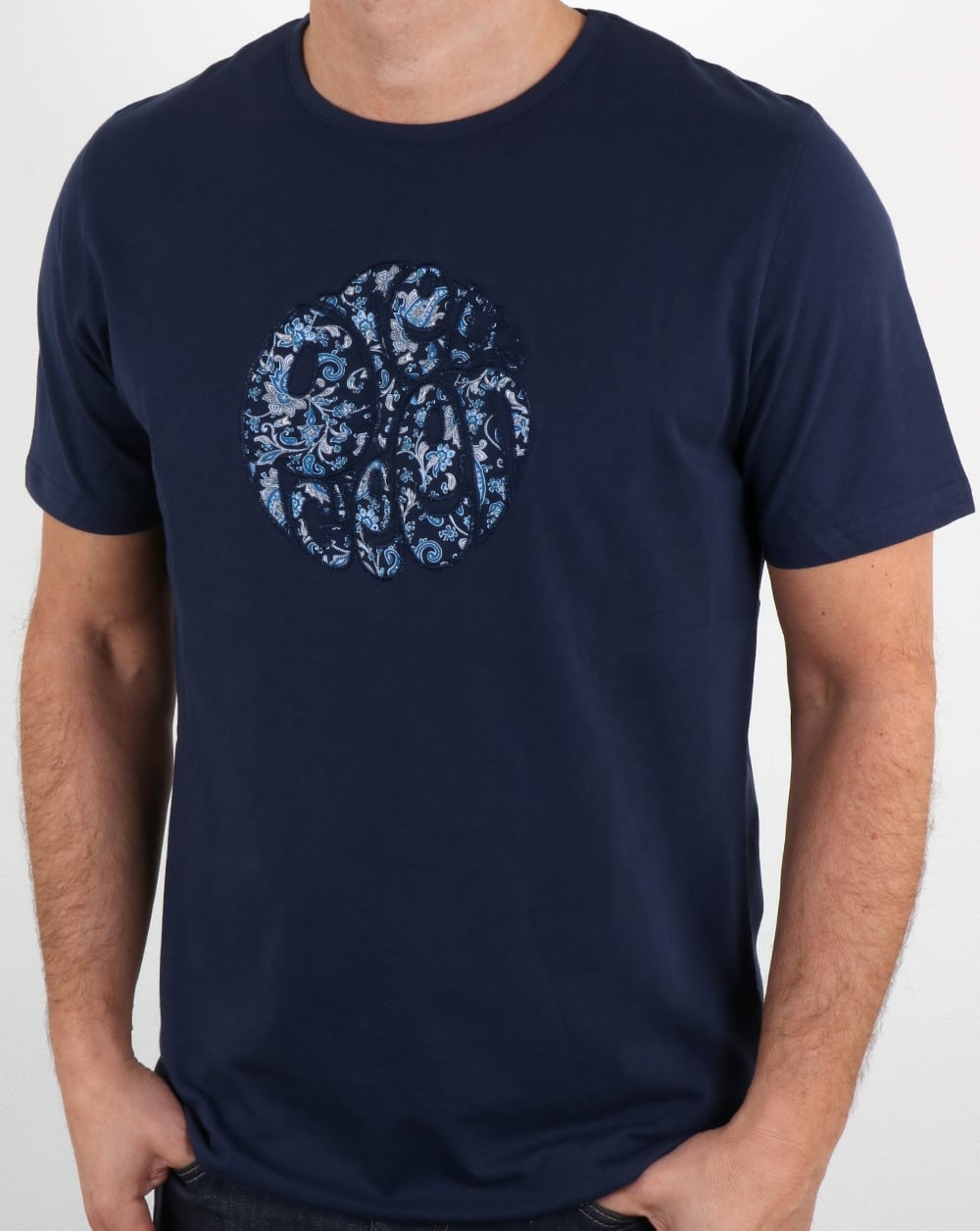Pretty Green Ditsy Applique Logo T Shirt Navy