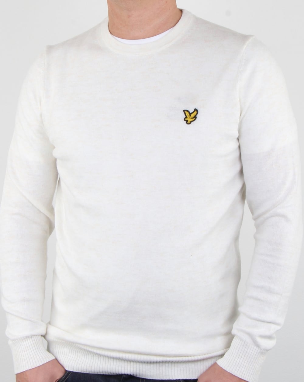 Lyle And Scott Merino Jumper Seashell White Marl