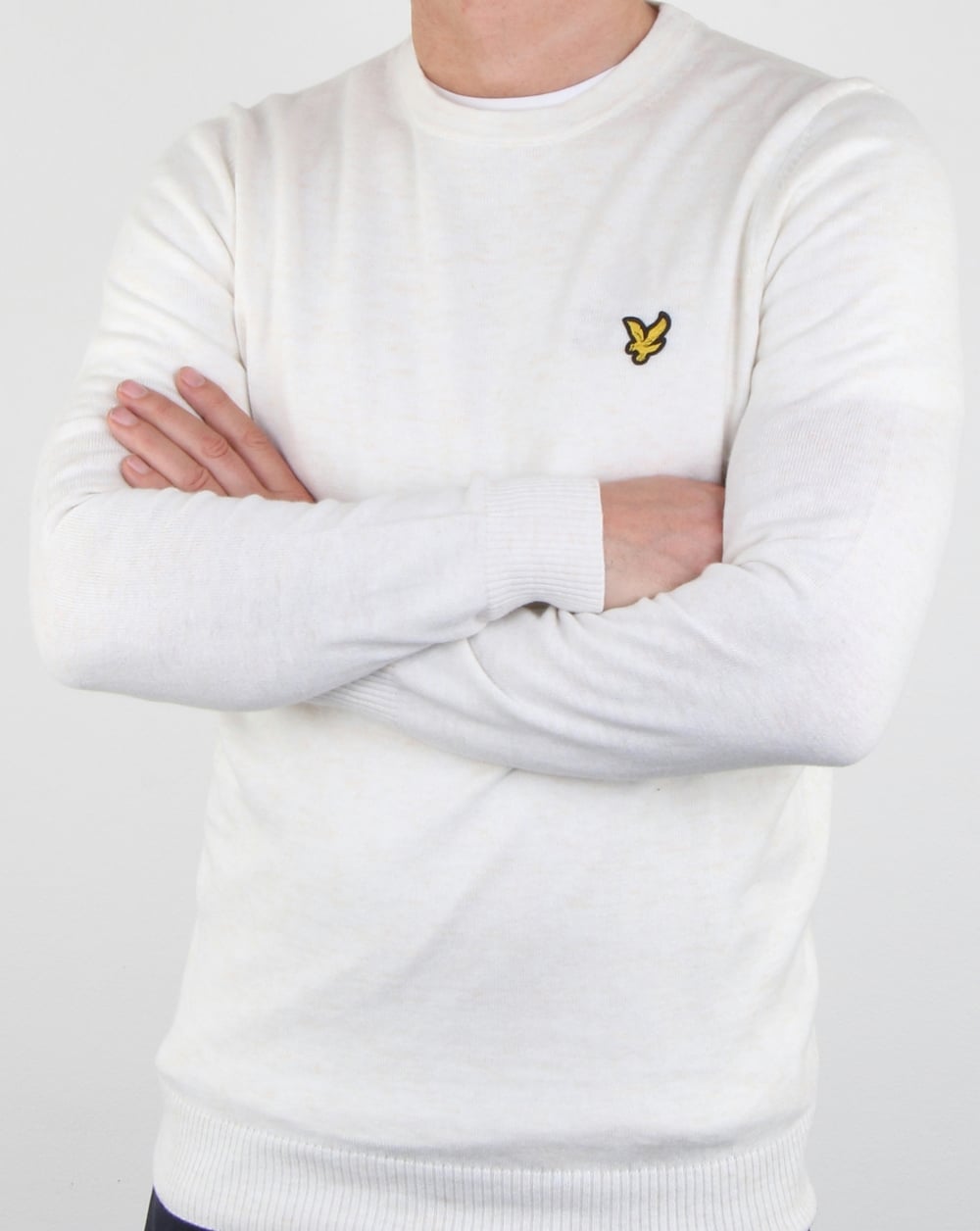 Lyle And Scott Merino Jumper Seashell White Marl