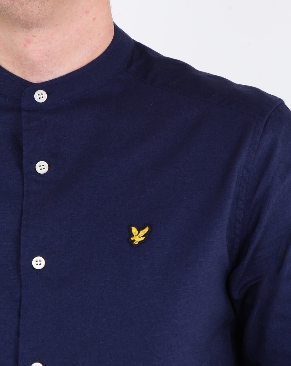 Lyle And Scott Grandad Collar Shirt Navy