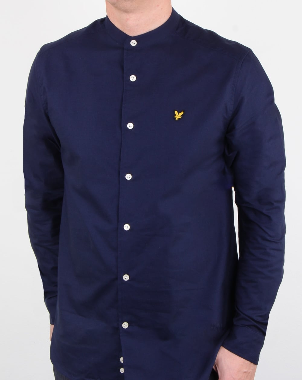 Lyle And Scott Grandad Collar Shirt Navy