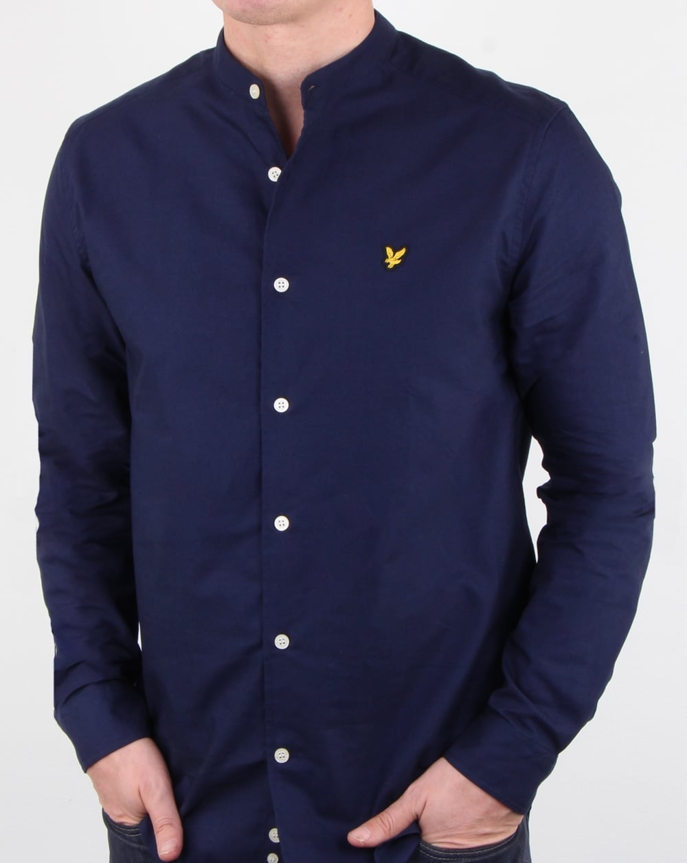 Lyle And Scott Grandad Collar Shirt Navy