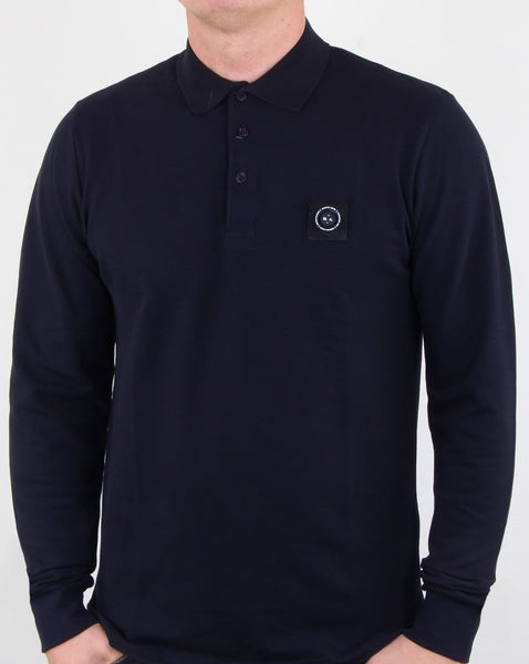 Marshall Artist Siren Long Sleeve Polo Shirt Navy