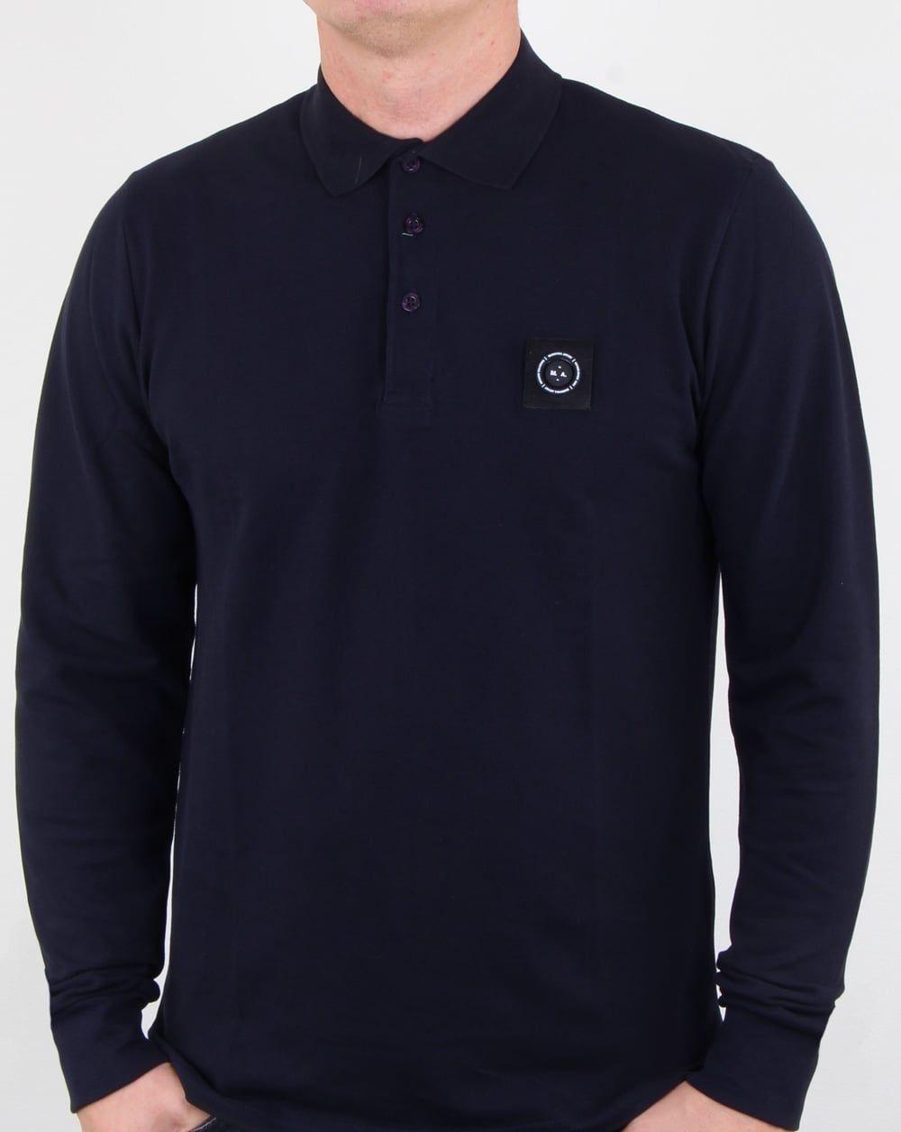 Marshall Artist Siren Long Sleeve Polo Shirt Navy