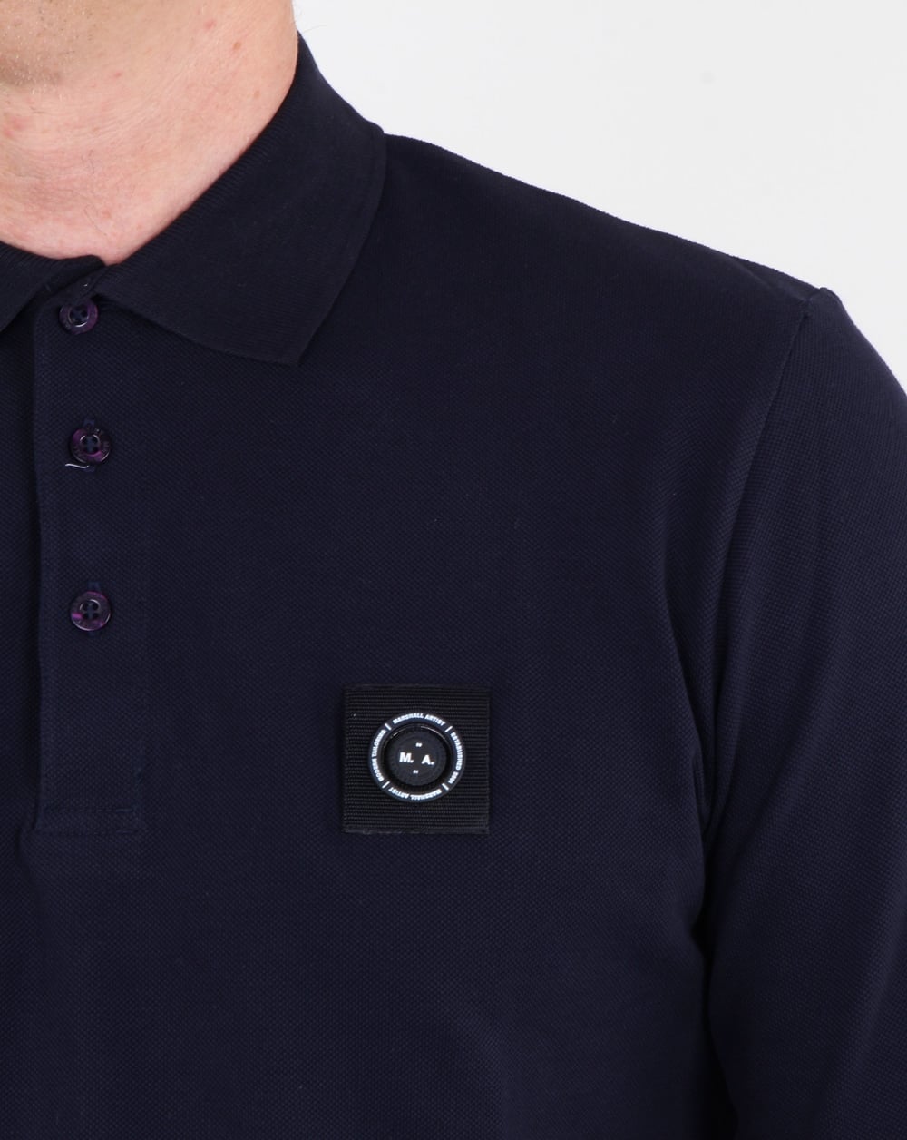 Marshall Artist Siren Long Sleeve Polo Shirt Navy