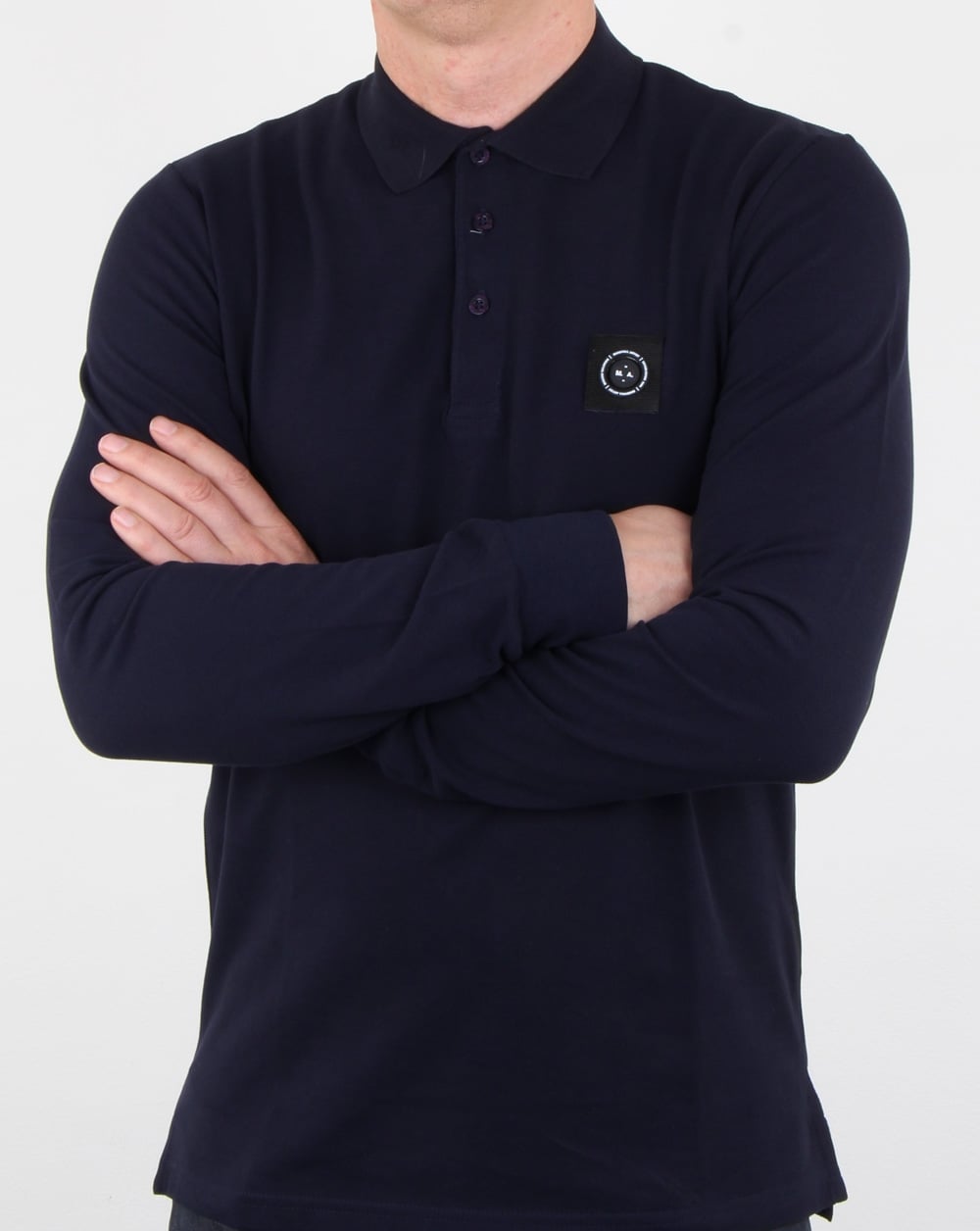 Marshall Artist Siren Long Sleeve Polo Shirt Navy