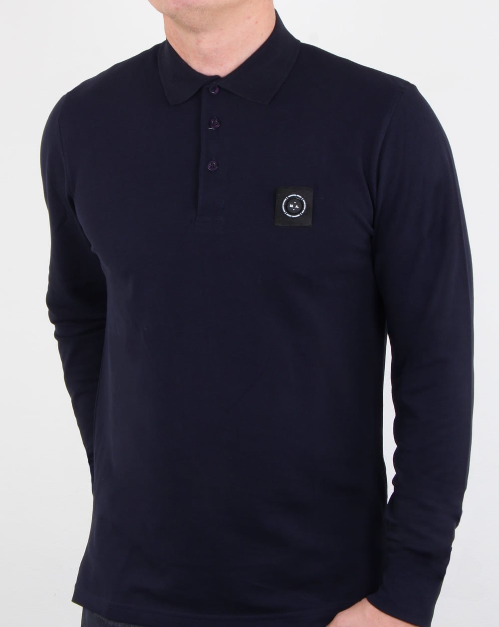 Marshall Artist Siren Long Sleeve Polo Shirt Navy