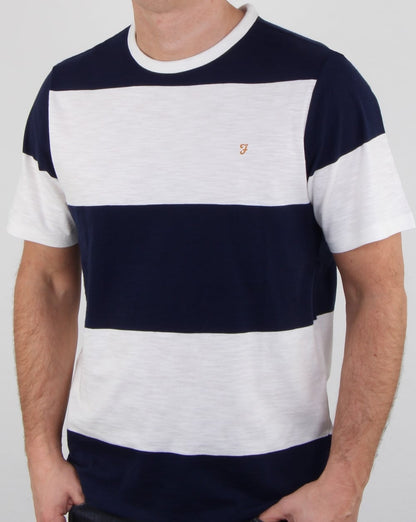 Farah Bold Stripe T Shirt White Navy
