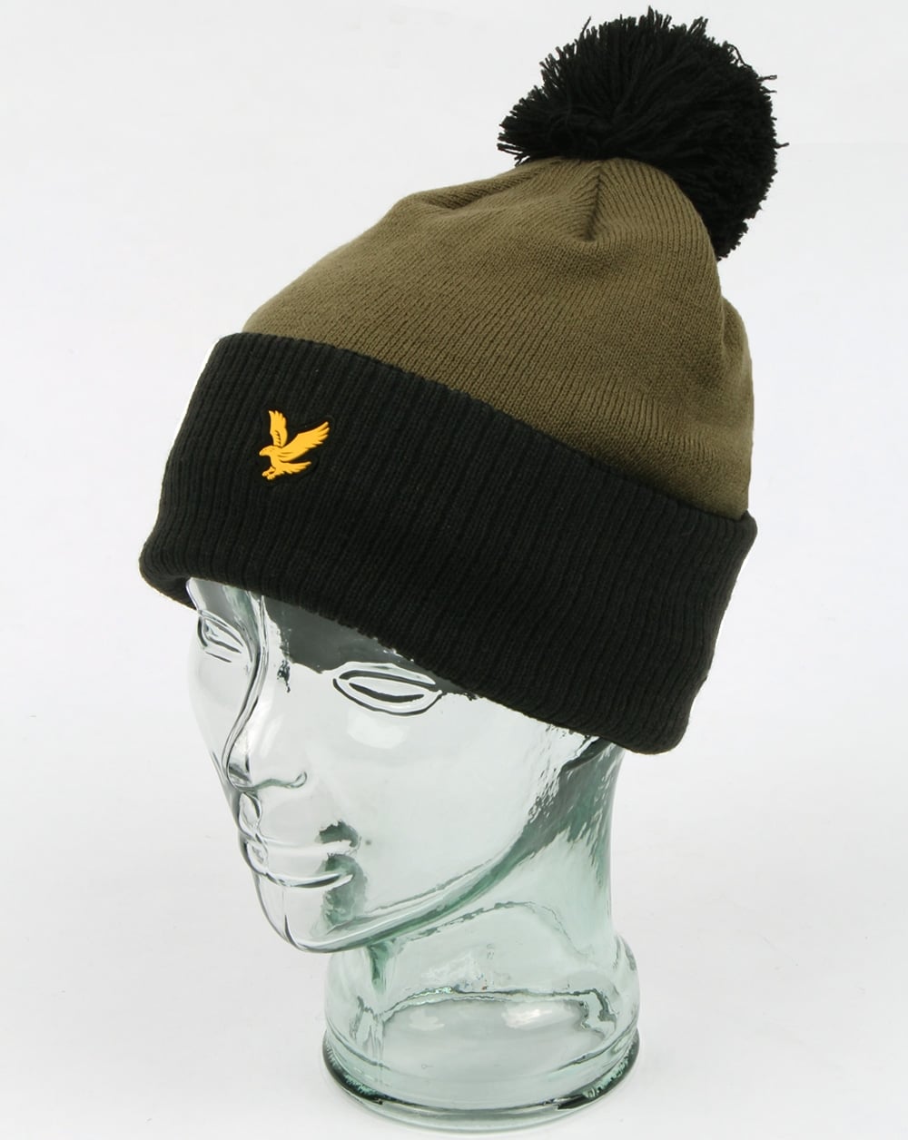 Lyle And Scott Walsh Bobble Beanie Black/olive