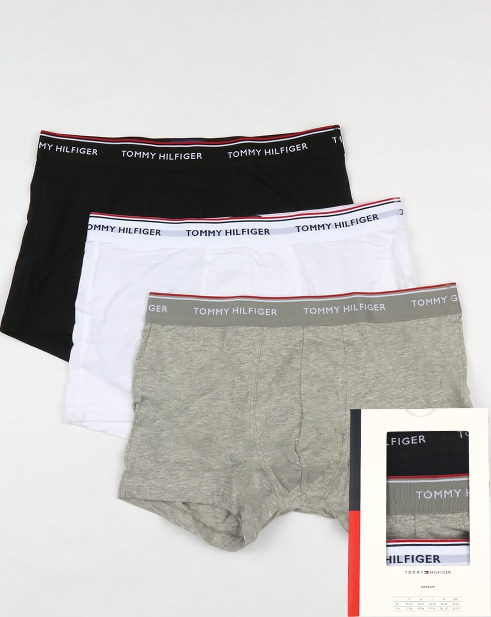 Tommy Hilfiger 3 Pack Boxer Shorts Black/White/Grey