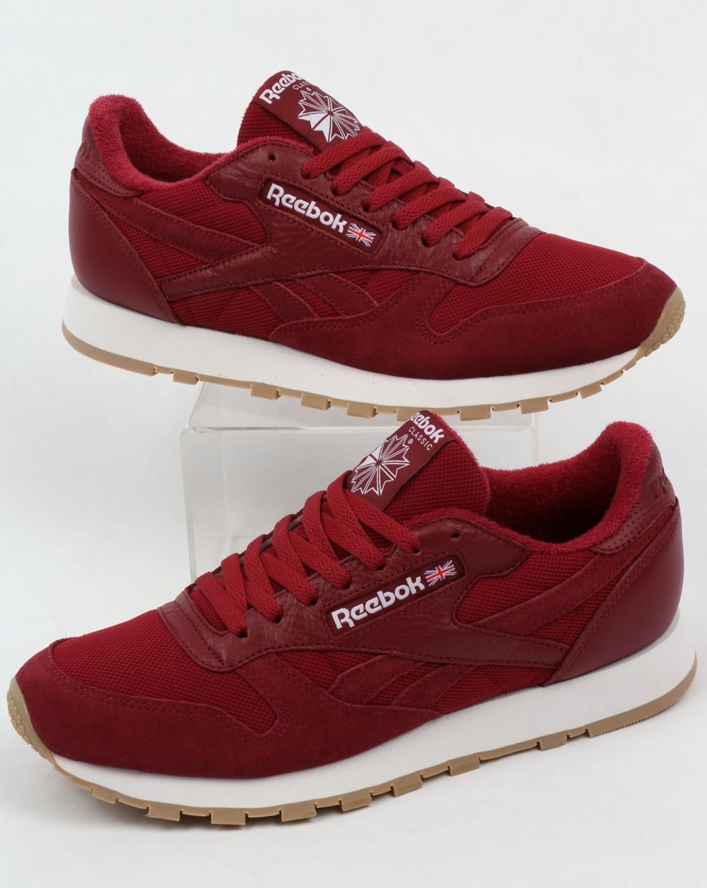 Reebok Classic Leather ESTL Trainers Urban Maroon/White