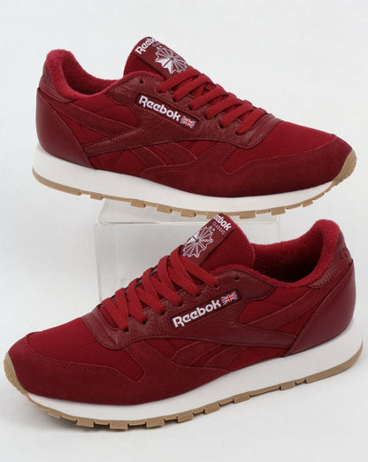 Reebok Classic Leather ESTL Trainers Urban Maroon/White