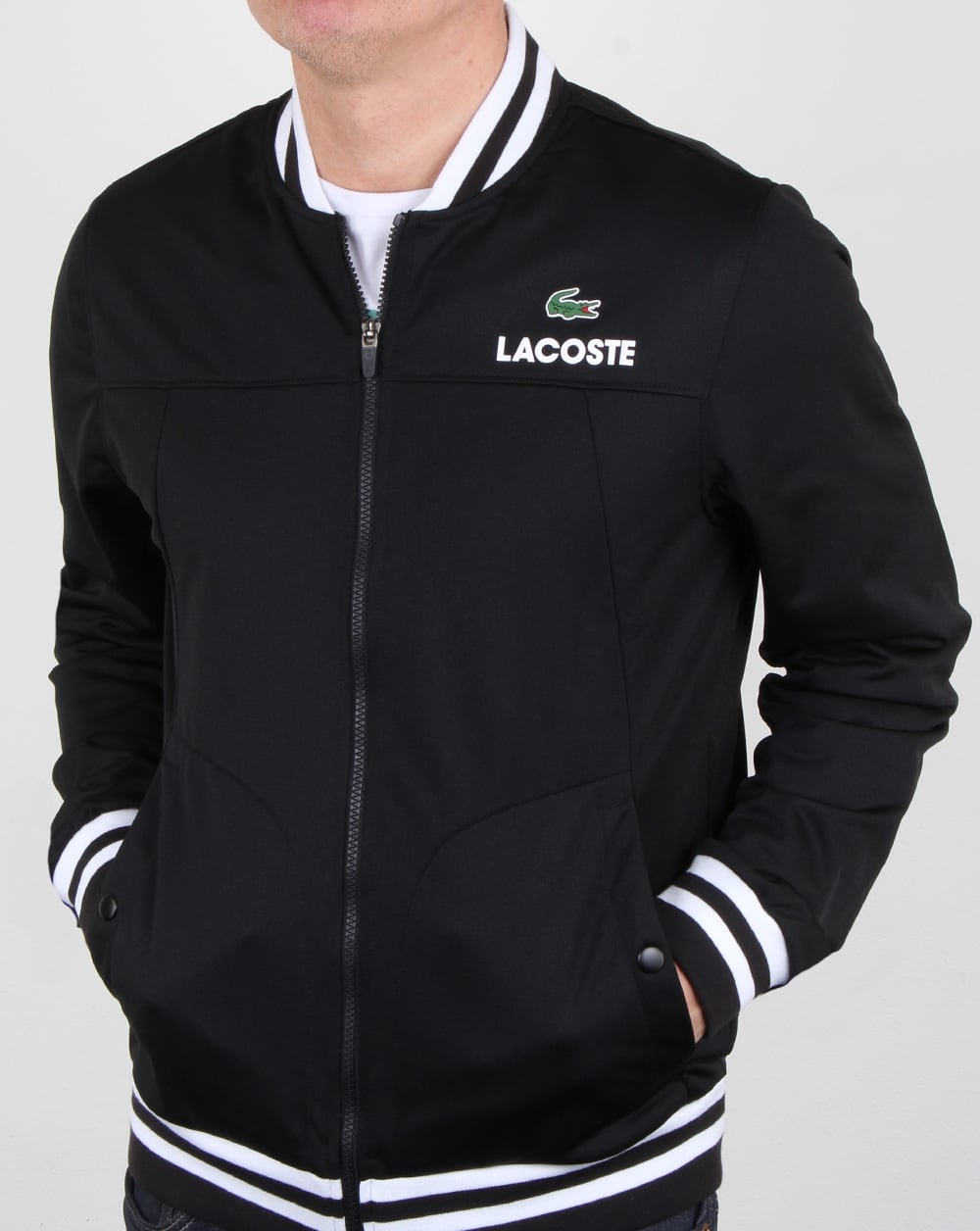 Lacoste Pique Poly Track Top Black/white