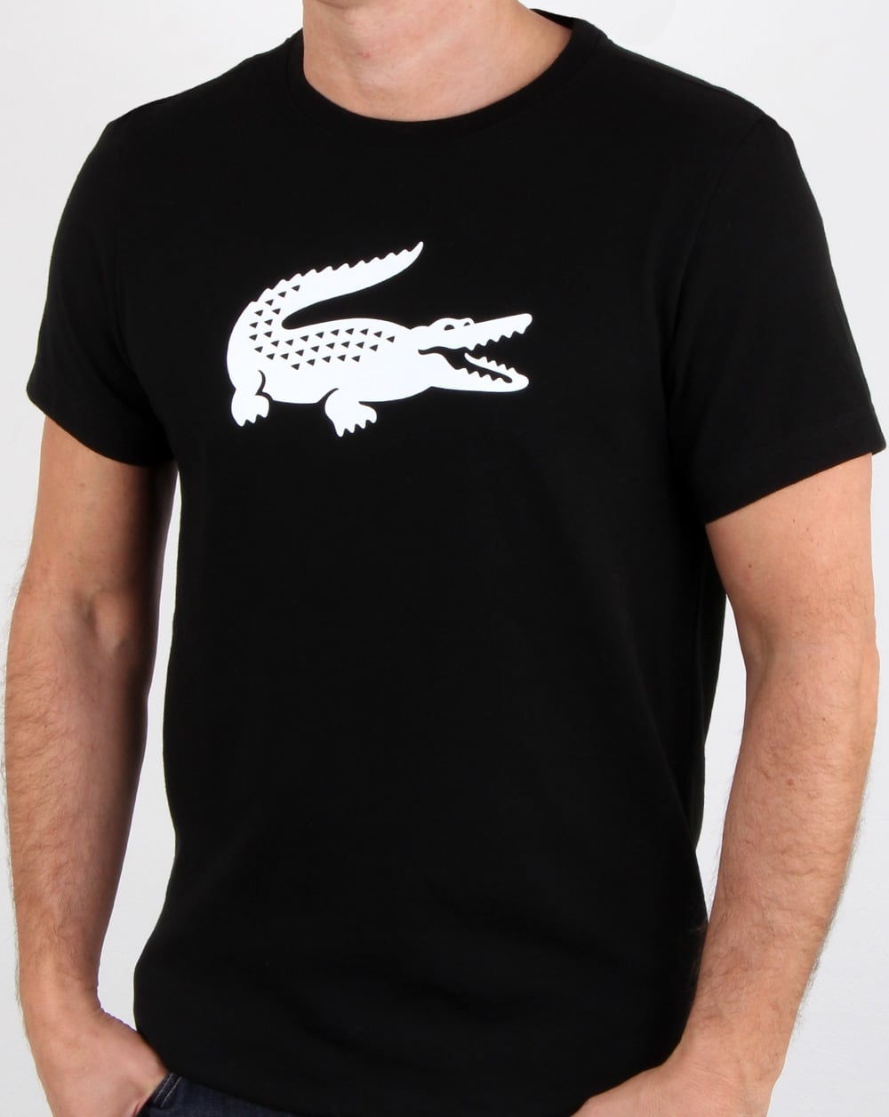 Lacoste Croc Print T Shirt Black/white