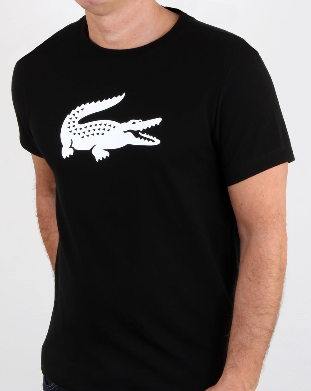 Lacoste Croc Print T Shirt Black/white