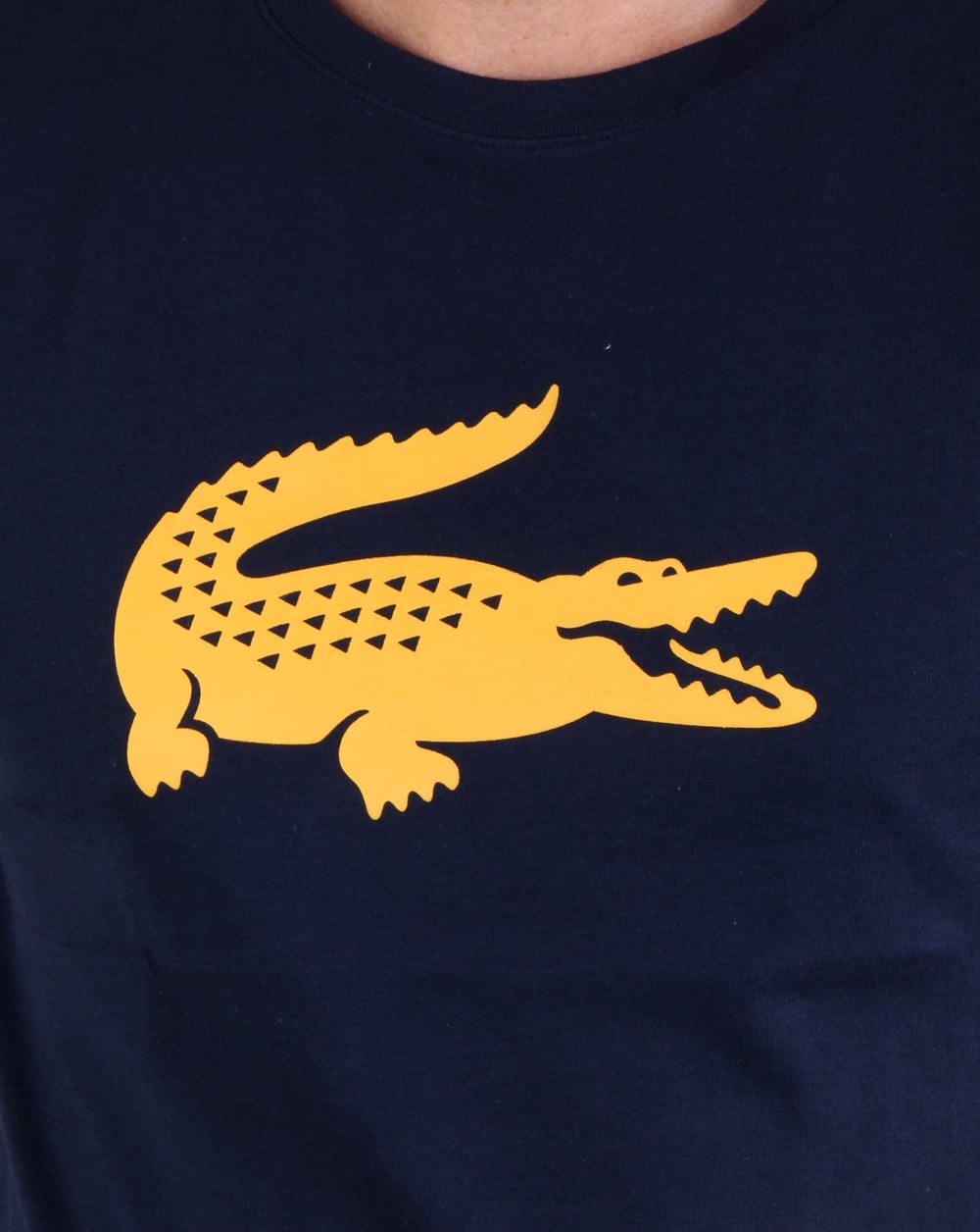 Lacoste Croc Print T Shirt Navy/Yellow