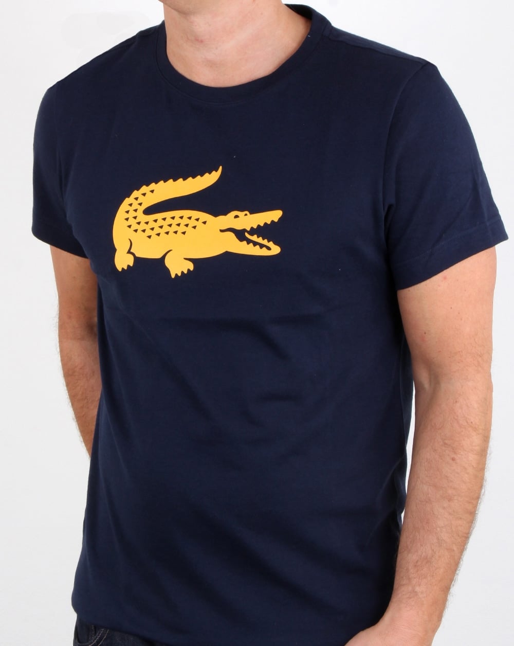Lacoste Croc Print T Shirt Navy/Yellow