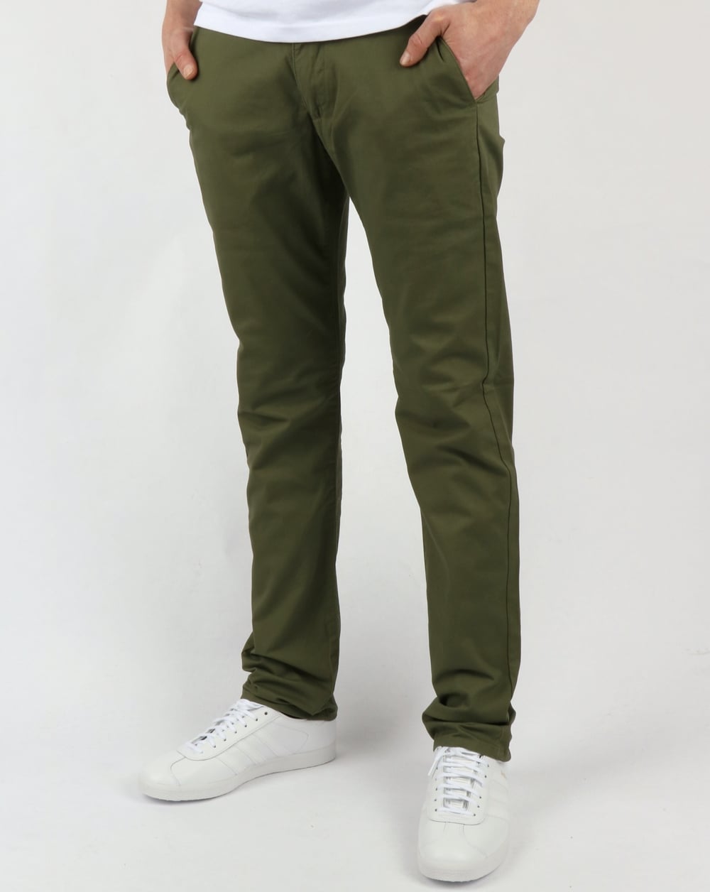 Farah Elm Chino Twill Trousers Military Green
