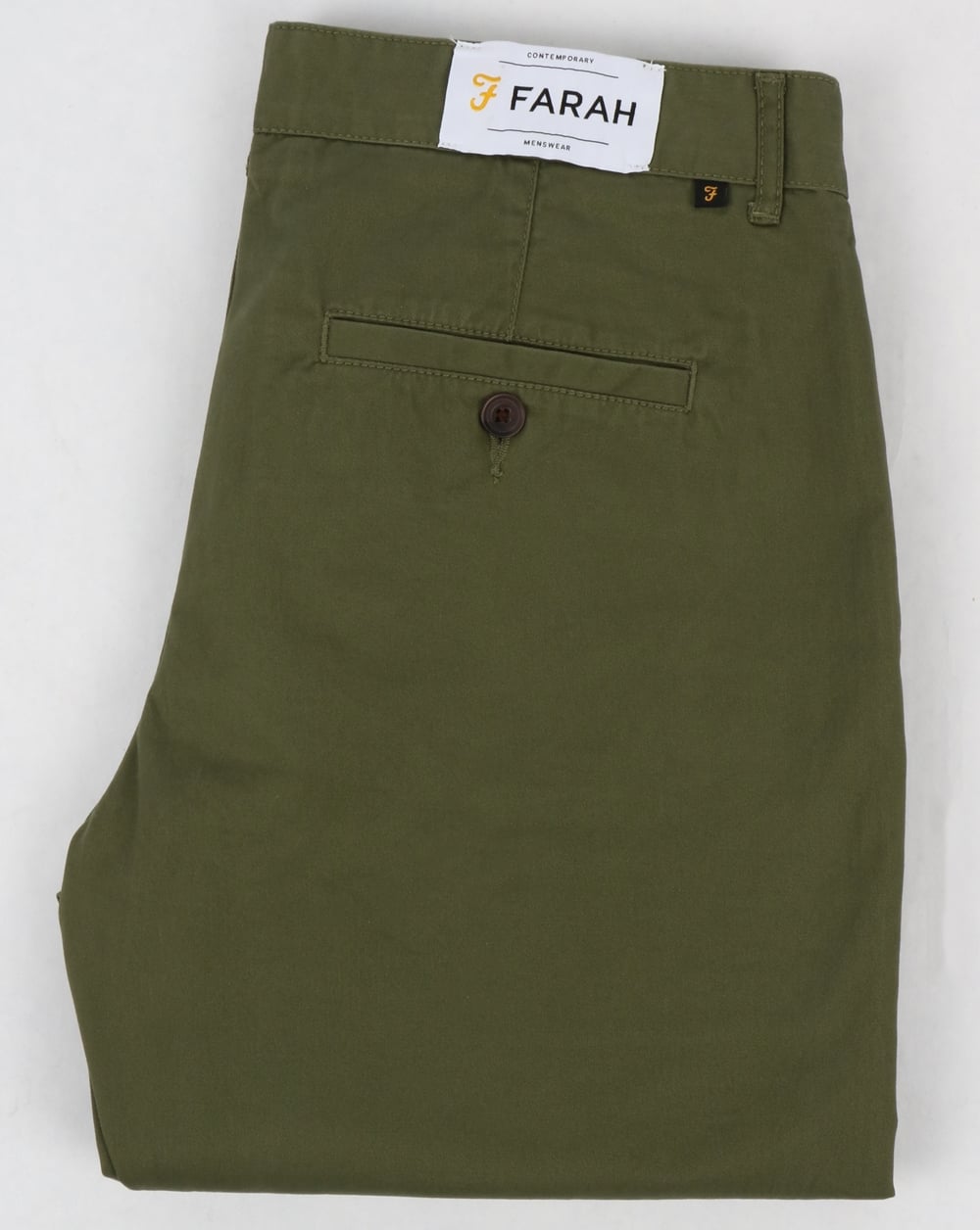 Farah Elm Chino Twill Trousers Military Green